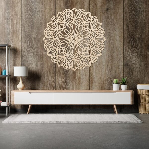 Mandala din lemn pe perete, esență florală | ESSENTIA