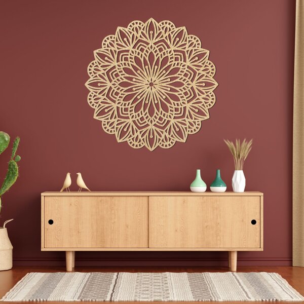 Mandala din lemn pe perete, esență florală | ESSENTIA