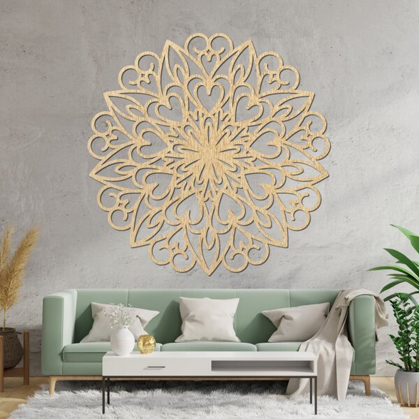 Mandala sculptată, decor de perete din lemn | FARLIKT