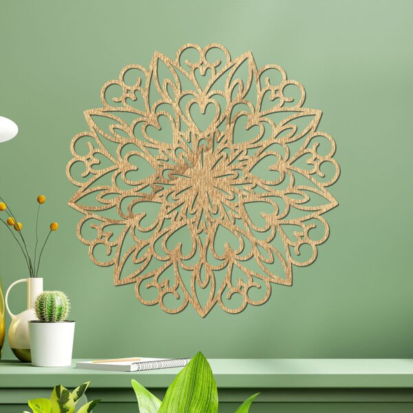 Mandala sculptată, decor de perete din lemn | FARLIKT
