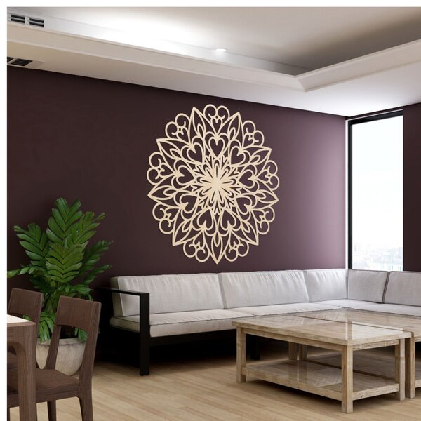 Mandala sculptată, decor de perete din lemn | FARLIKT