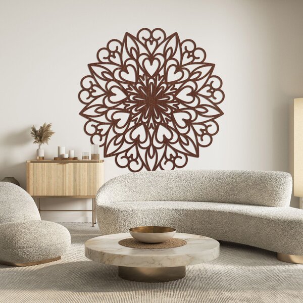 Mandala sculptată, decor de perete din lemn | FARLIKT