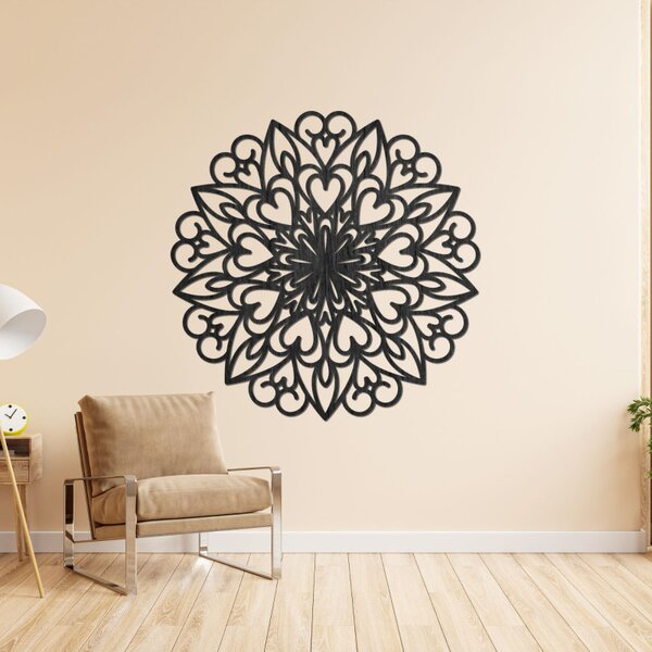 Mandala sculptată, decor de perete din lemn | FARLIKT