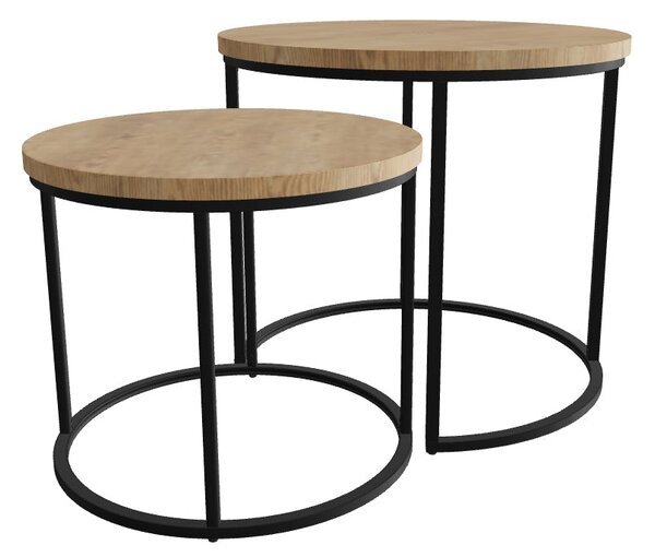 Set 2 masute cafea OREO, stejar auriu/negru
