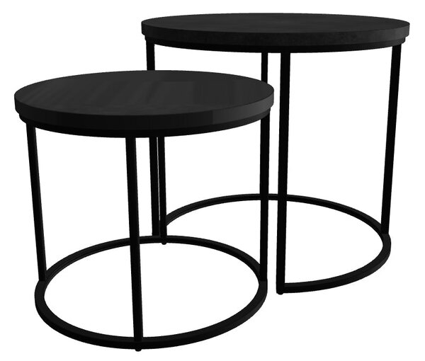 Set 2 masute cafea OREO, negru cu efect de marmura