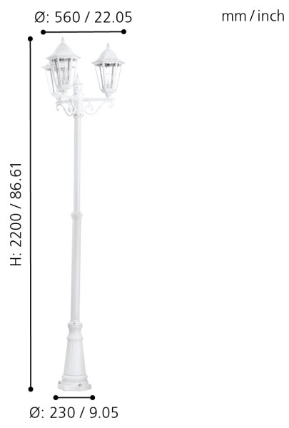 Eglo 93454 Corp de iluminat exterior NAVEDO 3xE27/60W/230V