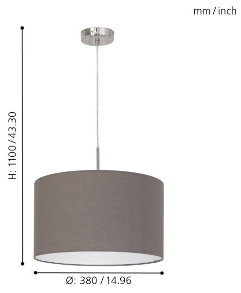 Lustră pe cablu Eglo 31574 PASTERI E27/60W/230V