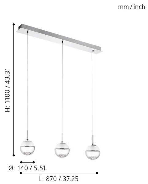 Eglo 93784 - LED Lampa suspendata MONTEFIO 1 3xLED/5W/230V