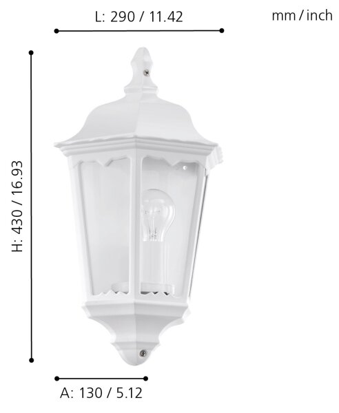 Eglo 93448 - Corp de iluminat perete exterior NAVEDO 1xE27/60W/230V