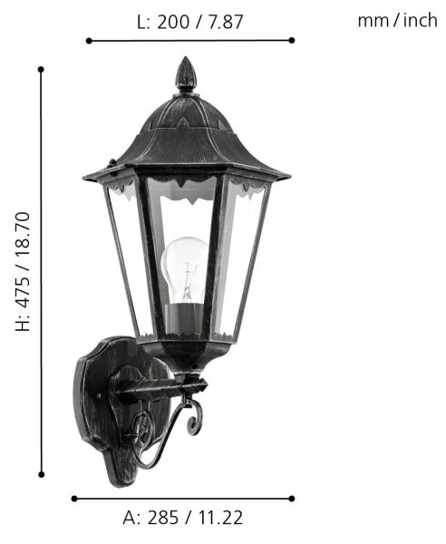 Aplică de exterior Eglo 79267 NAVEDO 1xE27/60W/230V IP44