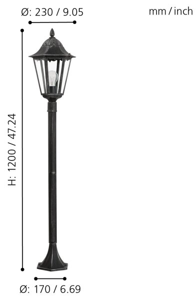 Eglo 93463 - Corp de iluminat exterior NAVEDO 1xE27/60W/230V