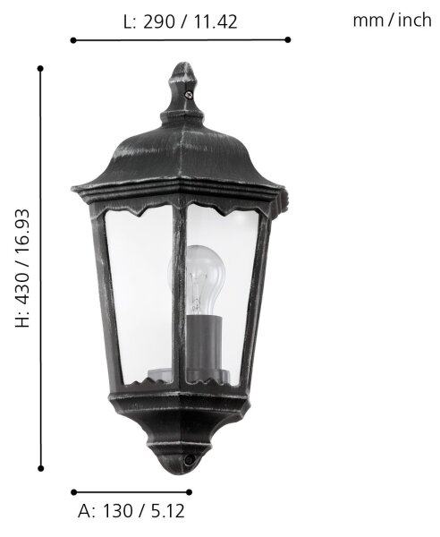 Eglo 93459 - Corp de iluminat perete exterior NAVEDO 1xE27/60W/230V