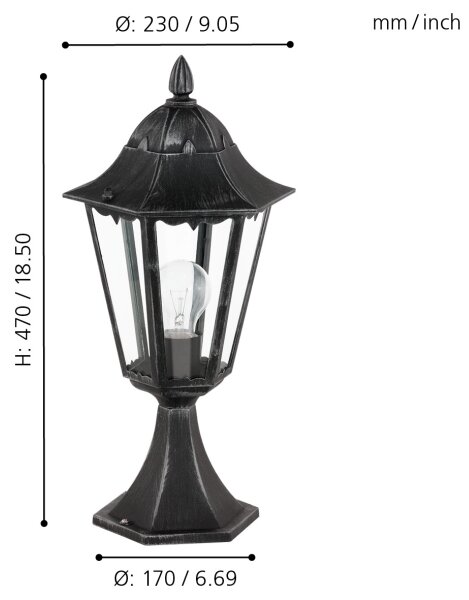 Eglo 93462 - Corp de iluminat exterior NAVEDO 1xE27/60W/230V