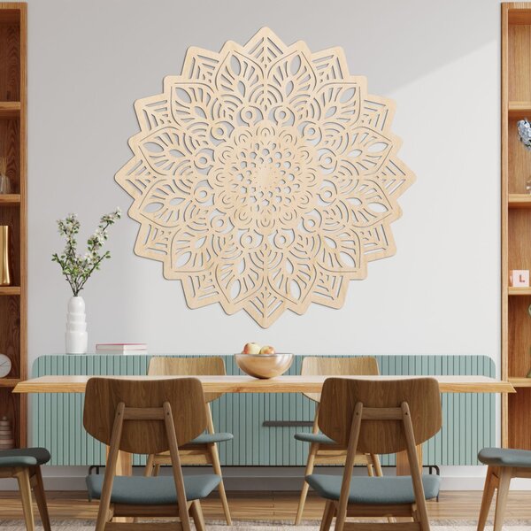 Decorațiune murală din lemn cu mandala soare - SOLIS
