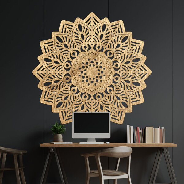 Decorațiune murală din lemn cu mandala soare - SOLIS