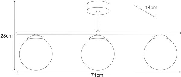 Kaja Delta lampă de tavan 3x10 W negru-chihlimbar K-5164