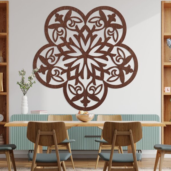 Decor de perete din lemn mandala floare tăcută - FLORIVA
