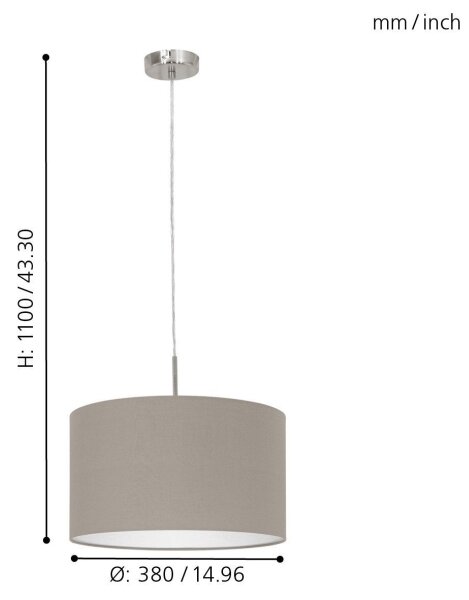 Eglo 31572 - Lustra cu cablu PASTERI 1xE27/60W/230V