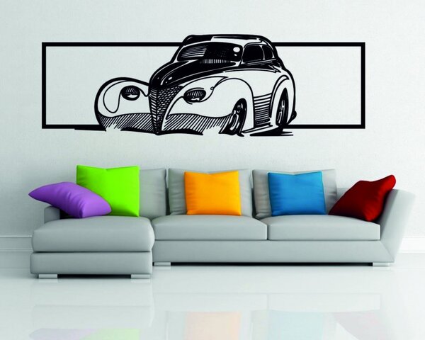 Mașină stilizată retro din lemn - pictură decorativă murală - SAMUEL