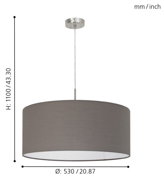 Lustră pe cablu Eglo 31578 PASTERI 1xE27/60W/230V