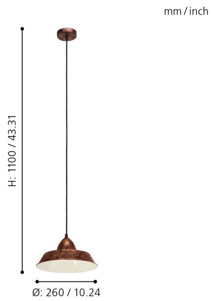 Eglo 49243 - Lustra AUCK lant 1xE27/60W/230V