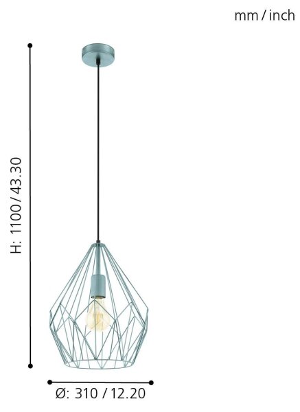 Eglo 49259 - Lustra CARLTON 1xE27/60W/230V