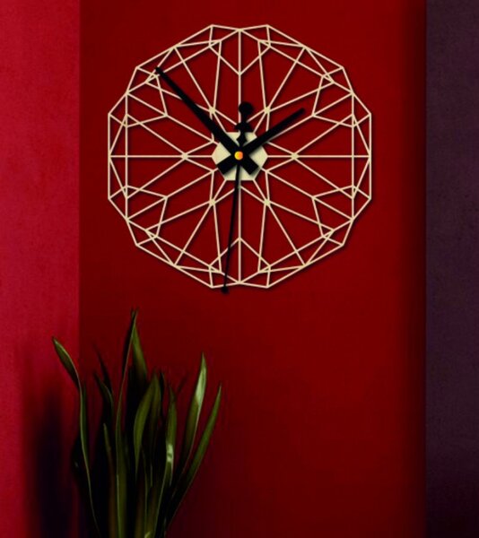 Ceas de perete geometric din placaj de lemn - CUDO