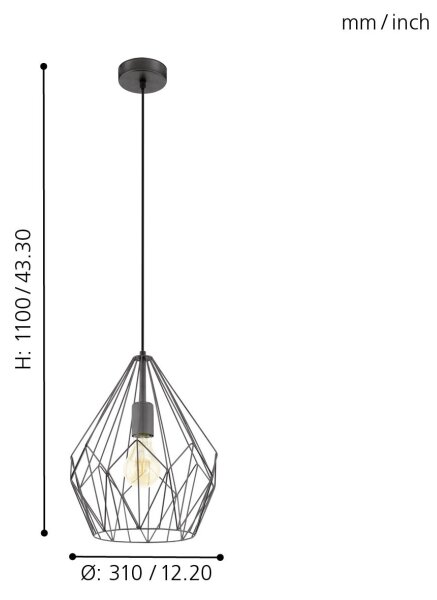 Eglo 49257 - Lustra CARLTON 1xE27/60W/230V