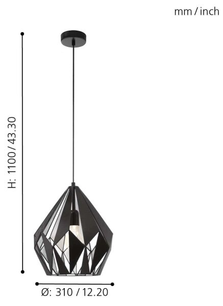 Eglo 49255 - Lustra CARLTON 1 1xE27/60W/230V