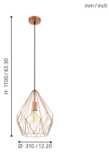 Eglo 49258 - Lustra CARLTON 1xE27/60W/230V
