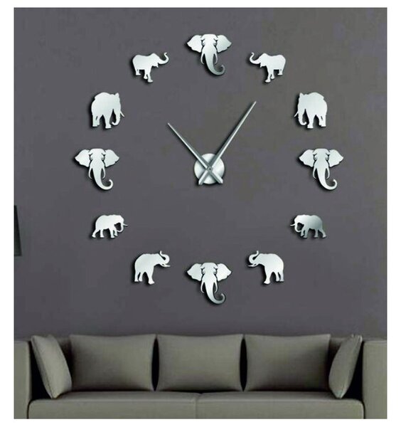 Sentop - Ceas de perete modern pe perete de elefant și aur SZ070