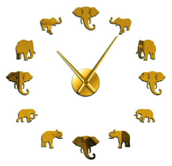 Sentop - Ceas de perete modern pe perete de elefant și aur SZ070