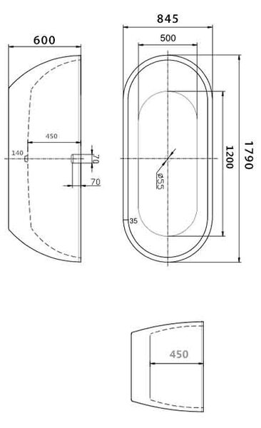 Cadă freestanding Florida, Aura 150, cu instalație completă, alb