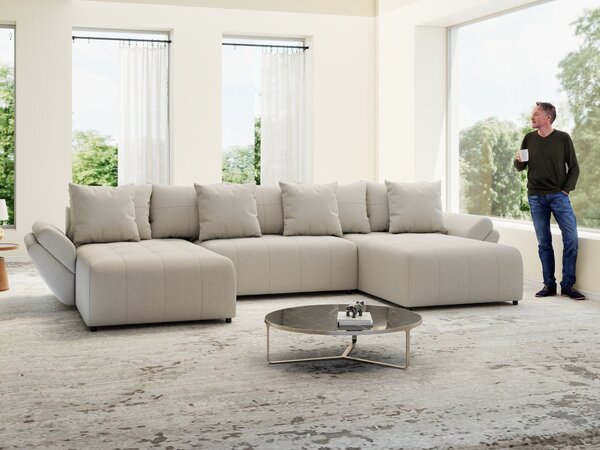 Colțar extensibil dumonde cu ladă de depozitare Berlin U Enjoy Bej 400x185 cm