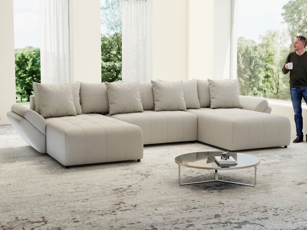 Colțar extensibil dumonde cu ladă de depozitare Berlin U Enjoy Bej 400x185 cm