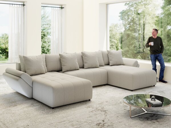 Colțar extensibil dumonde cu ladă de depozitare Berlin U Enjoy Bej 400x185 cm
