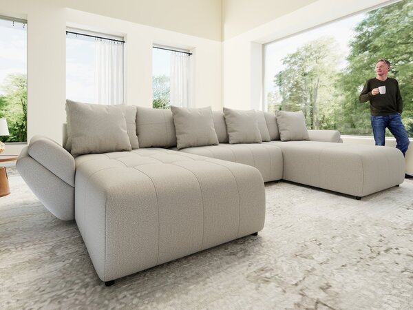 Colțar extensibil dumonde cu ladă de depozitare Berlin U Enjoy Bej 400x185 cm