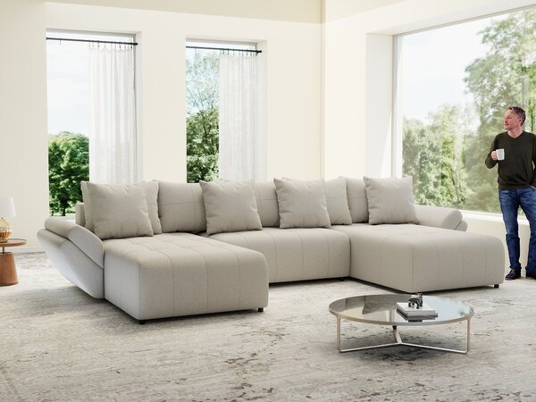 Colțar extensibil dumonde cu ladă de depozitare Berlin U Enjoy Bej 400x185 cm