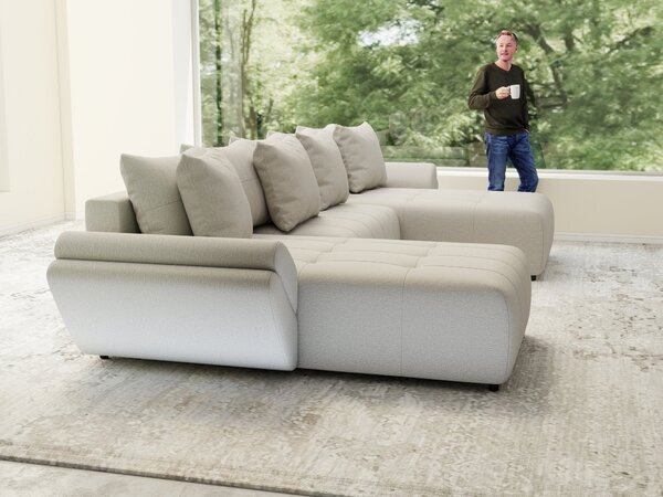Colțar extensibil dumonde cu ladă de depozitare Berlin U Enjoy Bej 400x185 cm