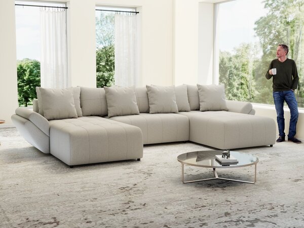 Colțar extensibil dumonde cu ladă de depozitare Berlin U Enjoy Bej 400x185 cm