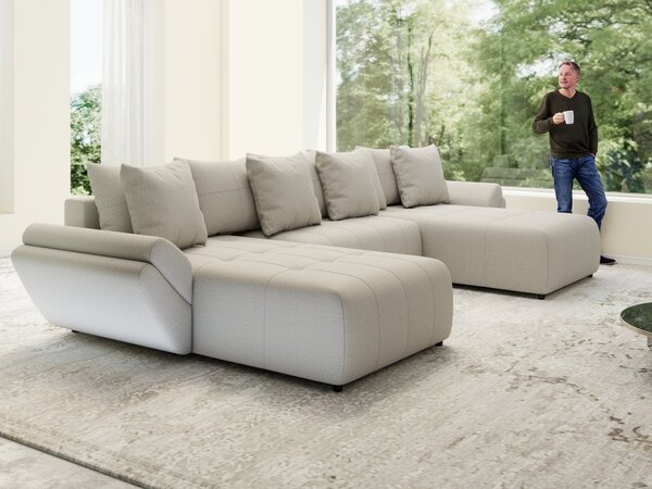 Colțar extensibil dumonde cu ladă de depozitare Berlin U Enjoy Bej 400x185 cm