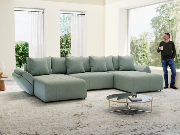 Colțar extensibil dumonde cu ladă de depozitare Berlin U Enjoy Mint 400x185 cm