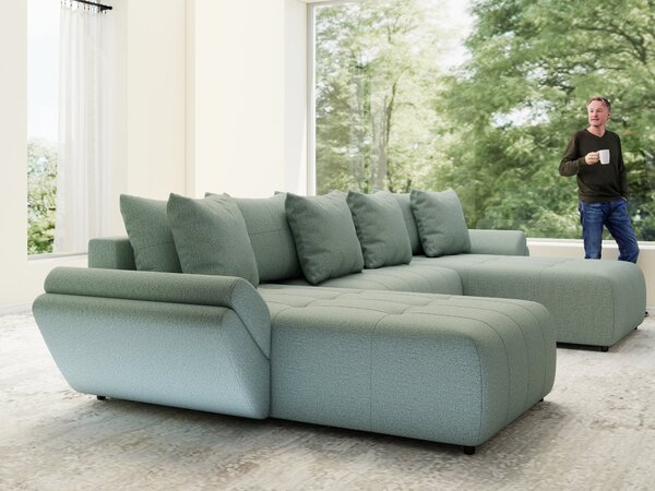 Colțar extensibil dumonde cu ladă de depozitare Berlin U Enjoy Mint 400x185 cm