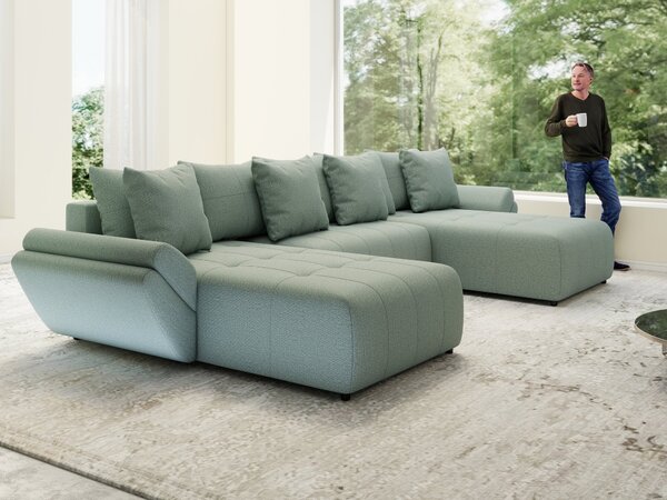 Colțar extensibil dumonde cu ladă de depozitare Berlin U Enjoy Mint 400x185 cm