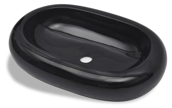 Chiuvetă de baie din ceramică, ovală, negru