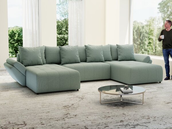 Colțar extensibil dumonde cu ladă de depozitare Berlin U Enjoy Mint 400x185 cm