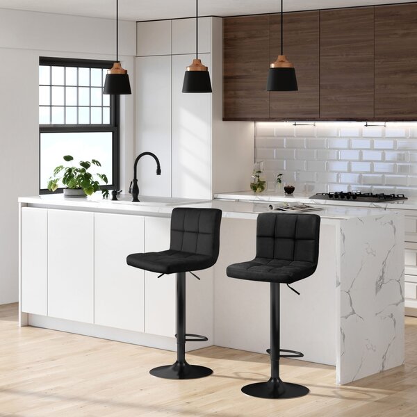 Set 2 scaune de bar reglabile Songmics Negru 38x44.5x115 cm