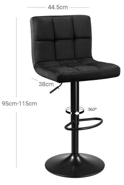 Set 2 scaune de bar reglabile Songmics Negru 38x44.5x115 cm