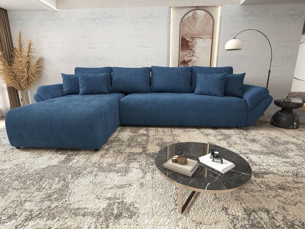 Colțar extensibil dumonde cu ladă de depozitare Berlin XL Zoom Blue 350x185 cm