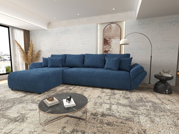 Colțar extensibil dumonde cu ladă de depozitare Berlin XL Zoom Blue 350x185 cm